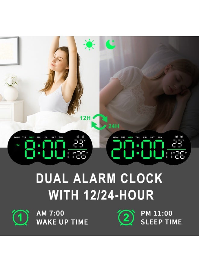 آي توما ساعة LED الرقمية ، ساعة الجدار الرقمية مع جهاز التحكم عن بعد ، ضوء الليل مع تاريخ الوقت يوم الأسبوع درجة الحرارة لغرفة المعيشة غرفة النوم ديكور المنزل - Image 4